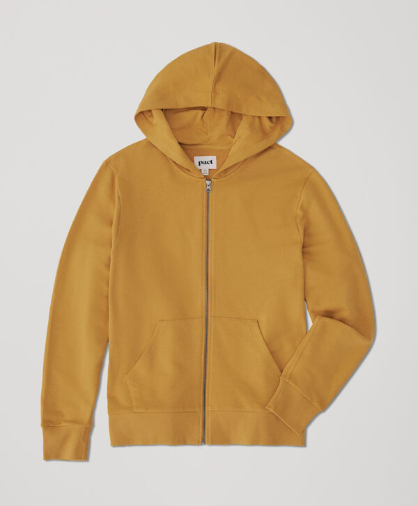 PACT Apparel | Men's Mustard Essential Loopba Terry Zip Hoodie