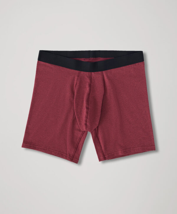 PACT Apparel | Men's Pomegranate Heather Everyday Extended Boxer Brief L