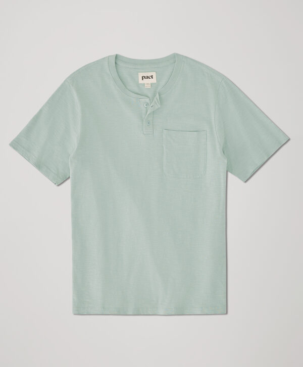 PACT Apparel | Men's Sky Blue Field Midweight Slub Short Sleeve Henley