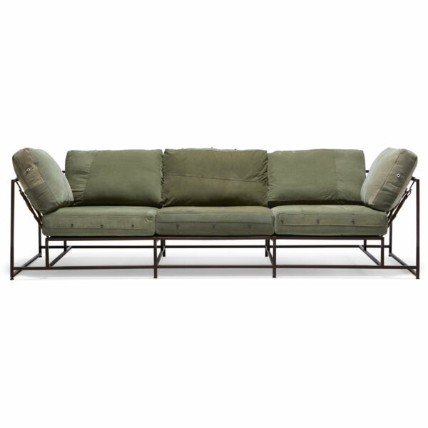 Stephen Kenn | Military Canvas Sofa - Canvas & Marbled Brown Finish