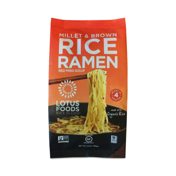 2-Pack Lotus Foods Gluten-Free Millet & Brown Rice Ramen with Miso Soup 2.8 oz bag