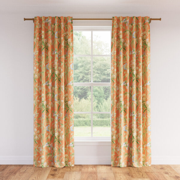 The Inside | Printed Linen Unlined Curtain | 50" x 96" | Mandarin Lanai Printed Linen Blend