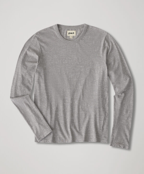 PACT Apparel | Men's Grey Melange The Mix Lightweight Long Sleeve Crew