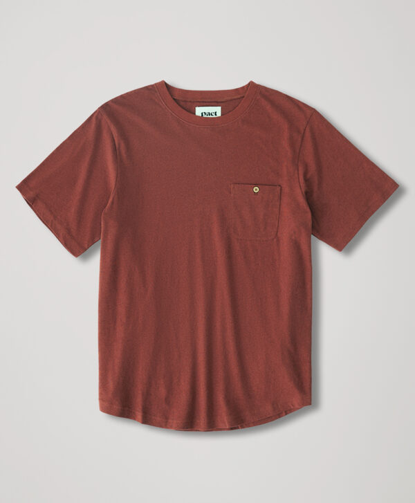 PACT Apparel | Men's Walnut Seaside Linen Blend Short Sleeve Poet Crew