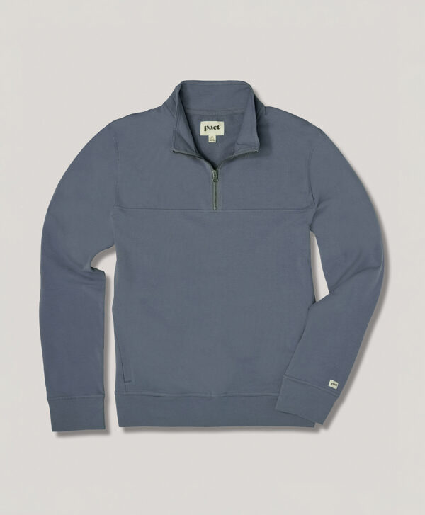 PACT Apparel | Men's Blue Duskretch French Terry Quarter Zip S