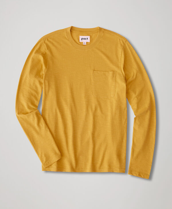 PACT Apparel | Men's Mustard Field Midweight Slub Long Sleeve Crew