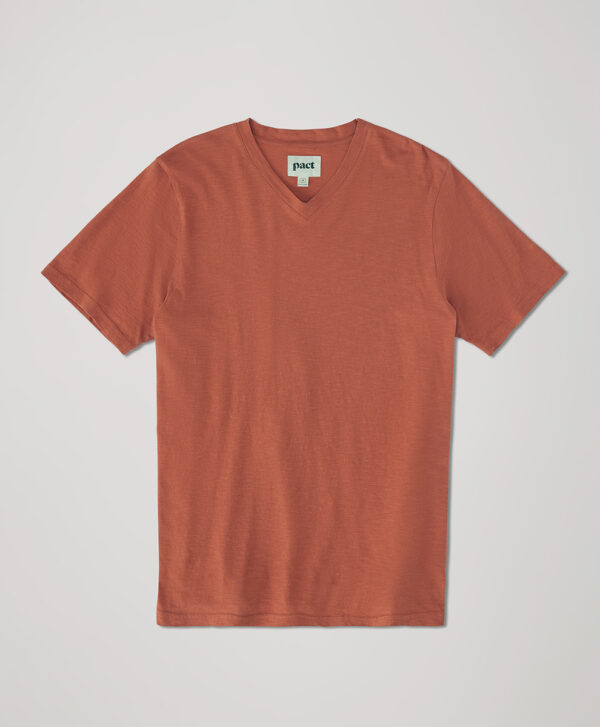 PACT Apparel | Men's Baked Clay Featherweight Slub V-Ne Tee