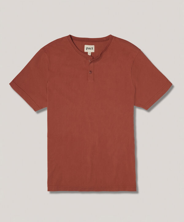 PACT Apparel | Men's Walnut Vintage Jersey Short Sleeve Henley