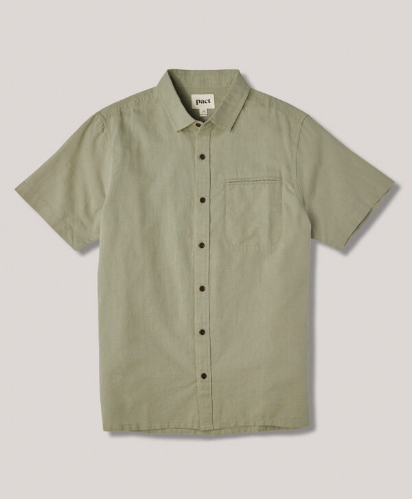 PACT Apparel | Men's Seagrass Canopy Linen Blend Button Up