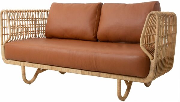 Cane Line | Nest Indoor 2-Seater Sofa with Cushion - Cognac Leather