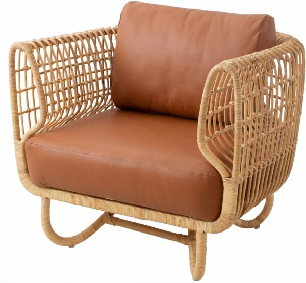 Cane Line | Nest Indoor Lounge Chair with Cushion - Cognac Leather