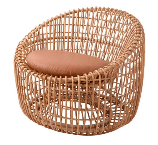 Cane Line | Nest Indoor Round Chair with Cushion - Cognac Leather