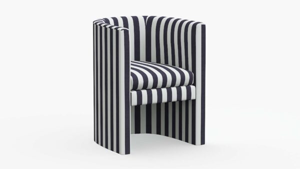 The Inside | Barrel Back Dining Chair | Navy Cabana Stripe