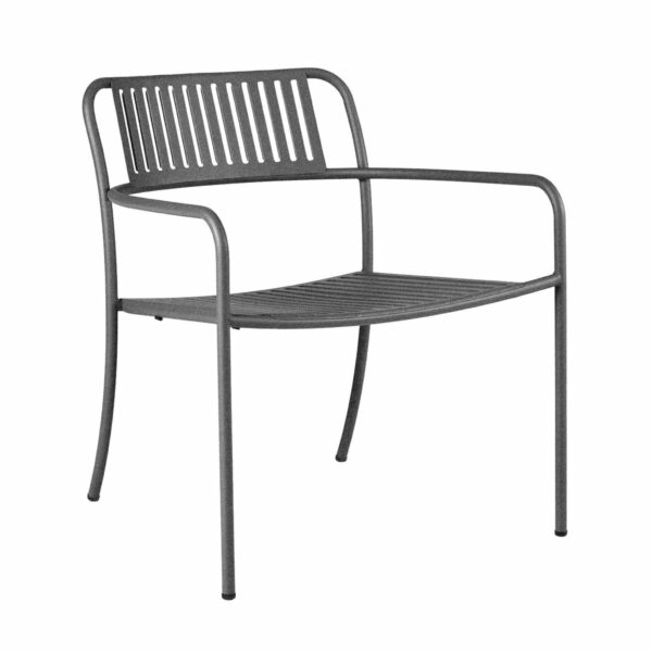 Tolix | Outdoor Patio Slatted Lounge Armchair - Set of 2 - Dark Grey