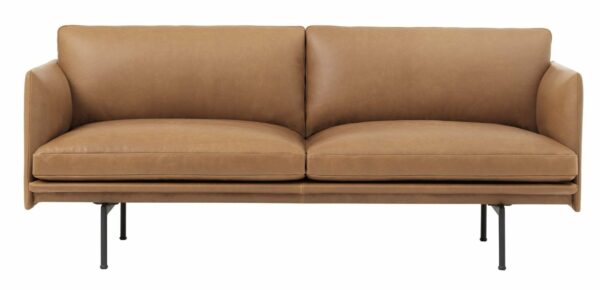 Muuto | Outline Sofa 2-Seater - Black Base - Refine Leather Cognac