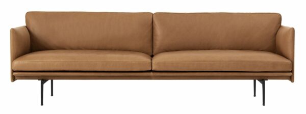 Muuto | Outline Sofa 3-Seater - Black Base - Refine Leather Cognac