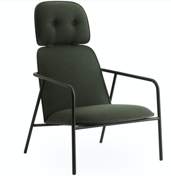 Normann Copenhagen | Pad Lounge Chair High - Black Steel - Black Lacquered Ash / Synergy Apt - LDS80