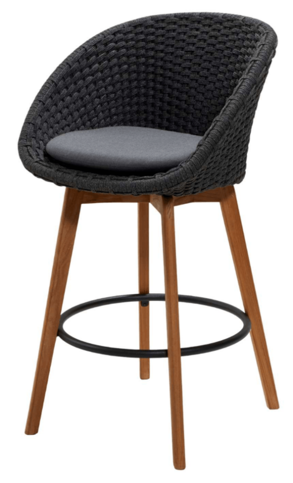 Cane Line | Peacock Bar Chair, Teak Legs - Add Grey Cushion