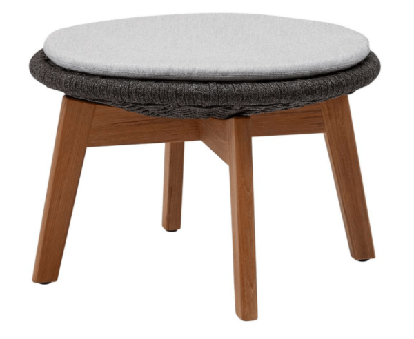 Cane Line | Peacock Footstool With Teak Legs - Add Grey Cushions