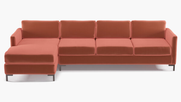 The Inside | Modern Sectional, Left Facing | Terracotta Performance Velvet