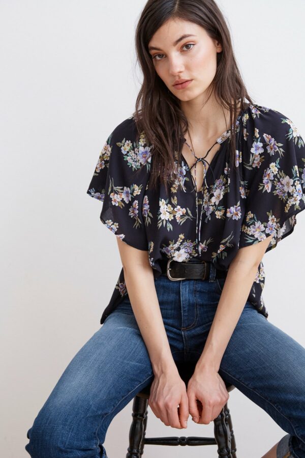 Velvet by Graham & Spencer | Delmis Floral Print Challis Drape Top (M), Velvet by Graham & Spencer