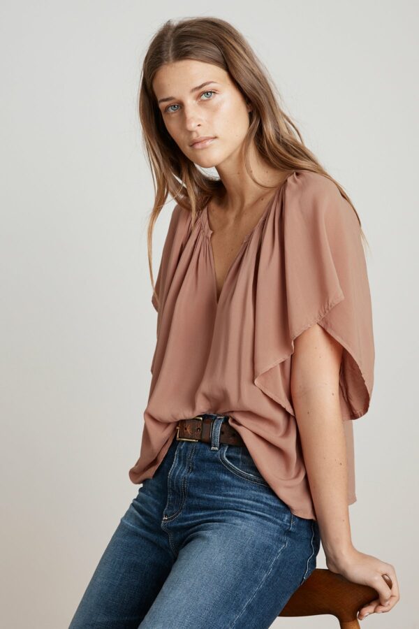 Velvet by Graham & Spencer | Tina Flutter Sleeve Challis Top (XL), Velvet by Graham & Spencer