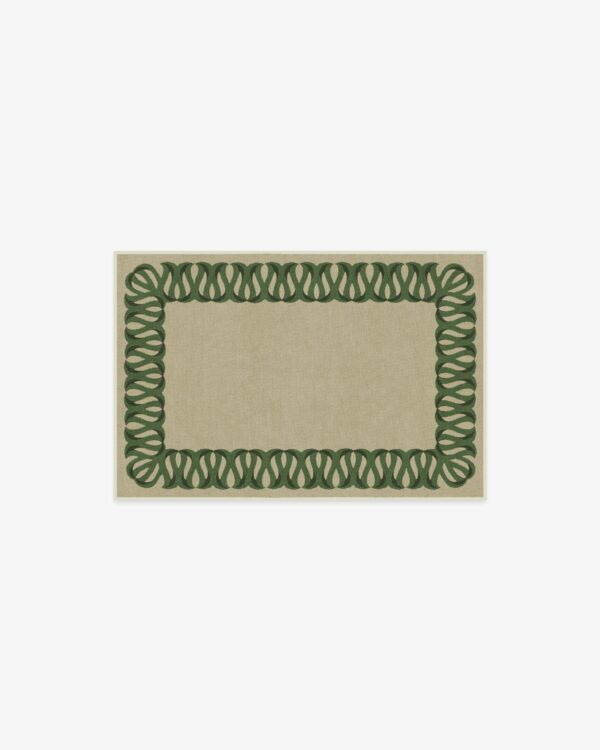 Ruggable | Ribbon Border Green & Ecru Rug