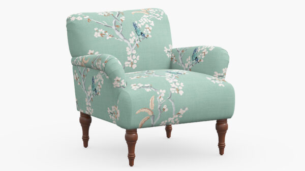 The Inside | Traditional Accent Chair | Mint Cherry Blossom | Espresso