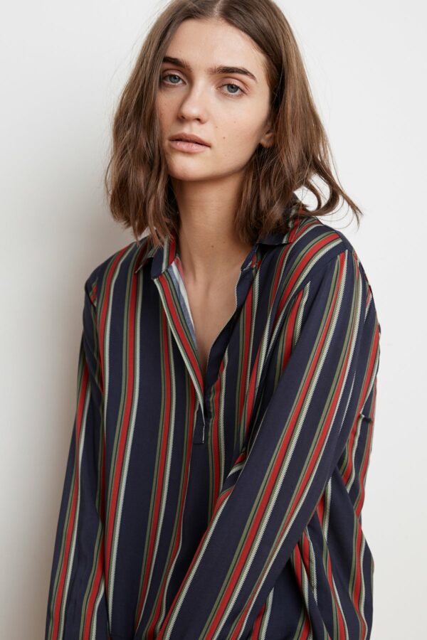 Velvet by Graham & Spencer | Rosemond Stripe Challis Popover (XL), Velvet by Graham & Spencer