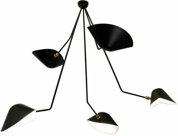 Serge Mouille | Serge Mouille 5 Angled Arm Spider Ceiling Lamp - Black