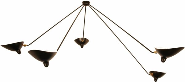 Serge Mouille | Serge Mouille 5 Still Arm Spider Ceiling Lamp - Black