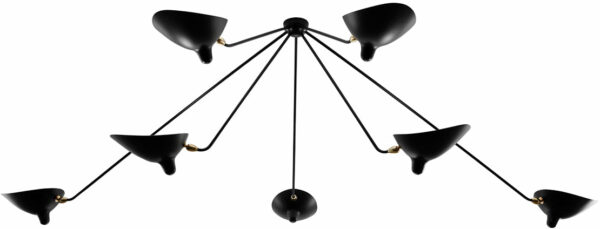 Serge Mouille | Serge Mouille 7 Still Arm Spider Ceiling Lamp - Black