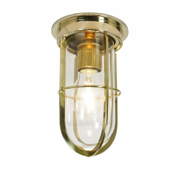 Davey Lighting | Ship's Companionway Light With Guard - Polished Brass / Clear