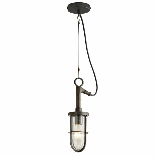 Davey Lighting | Ship's Well Glass Pendant 7524 - Weathered Brass - Clear