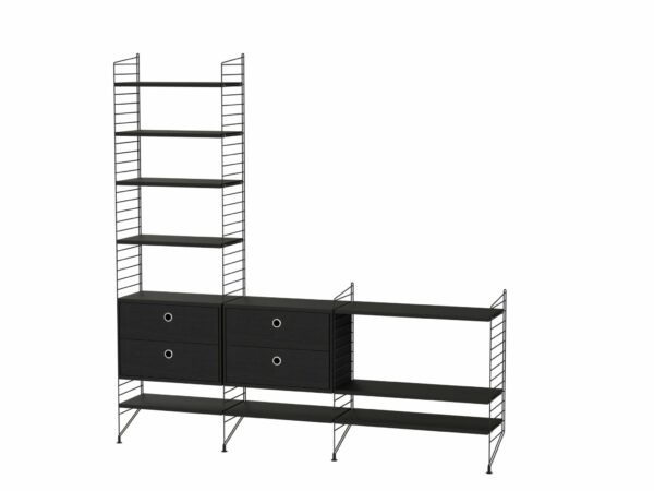 String Furniture | String Living Room Shelving - Unit J - Black