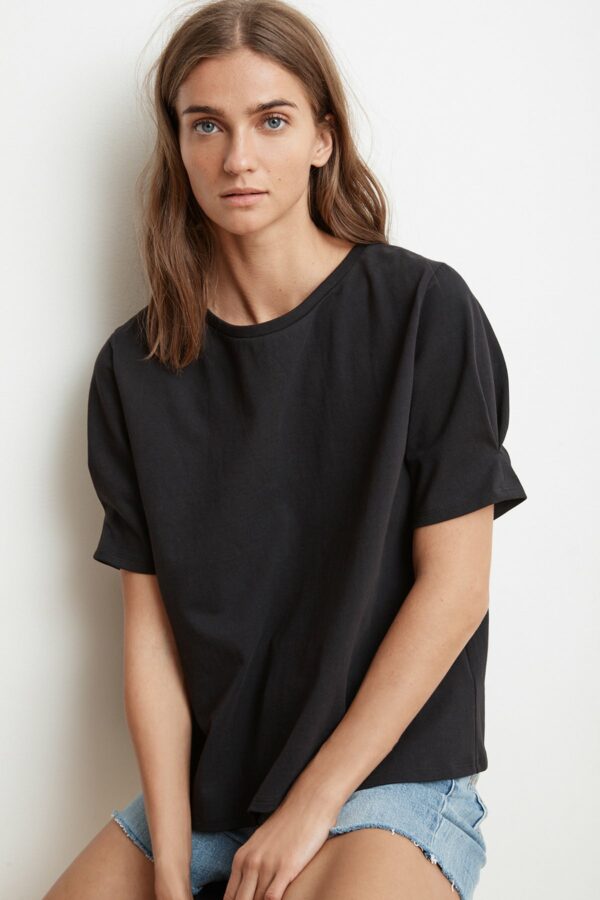 Velvet by Graham & Spencer | Benita Structured Cotton Short Sleeve Crew Neck Top (L), Velvet by Graham & Spencer