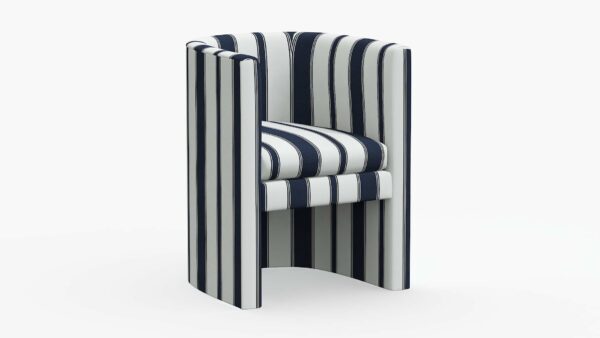 The Inside | Barrel Back Dining Chair | Navy Clarence Stripe