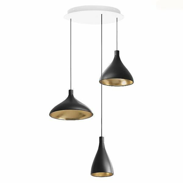 Pablo Designs | Swell Chandelier - Set of 3 / Black/Brass