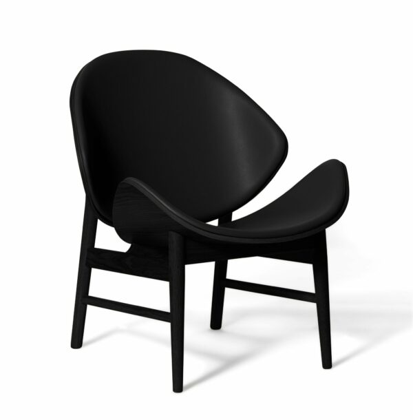 Warm Nordic | The Orange Lounge Chair - Upholstered Back and Seat - Black Leather/ Black Oak