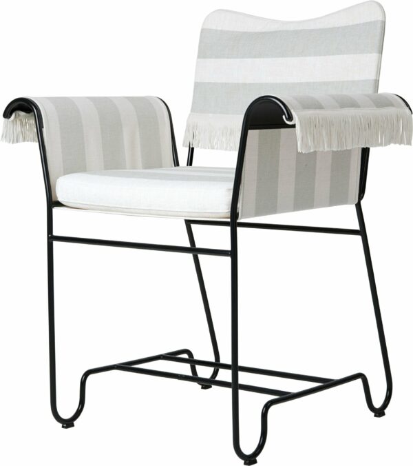 Gubi | Tropique Dining Chair - Black / Leslie Stripe 20 / With