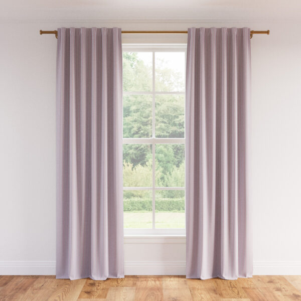 The Inside | Printed Linen Unlined Curtain | 50" x 96" | Pink Classic Ticking Stripe Printed Linen Blend