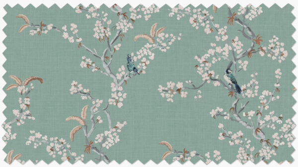 The Inside | Fabric By The Yard | Quilting Cotton | Mint Cherry Blossom