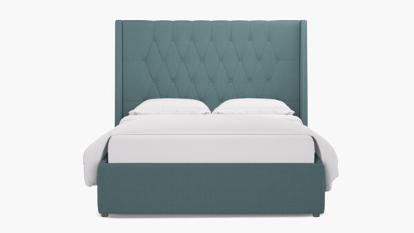 The Inside | Tufted Wingback Bed | Seaglass Everyday Linen