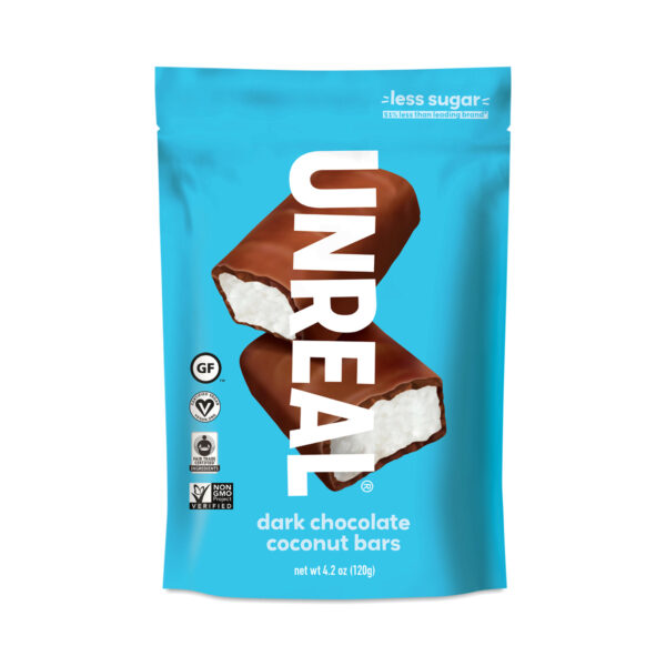 4-Pack Unreal Dark Chocolate Bars, Coconut 4.2 oz bag