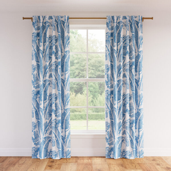 The Inside | Printed Linen Unlined Curtain | 50" x 96" | Cornflower Martinique Encore Printed Linen Blend