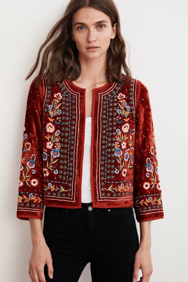 Velvet by Graham & Spencer | Nita Velvet Embroidered Jacket (L), Velvet by Graham & Spencer