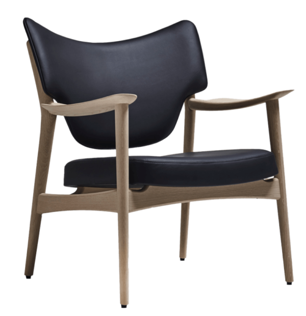 Eikund | Veng Lounge Chair - Aniline Black / Black Lacquered Oak