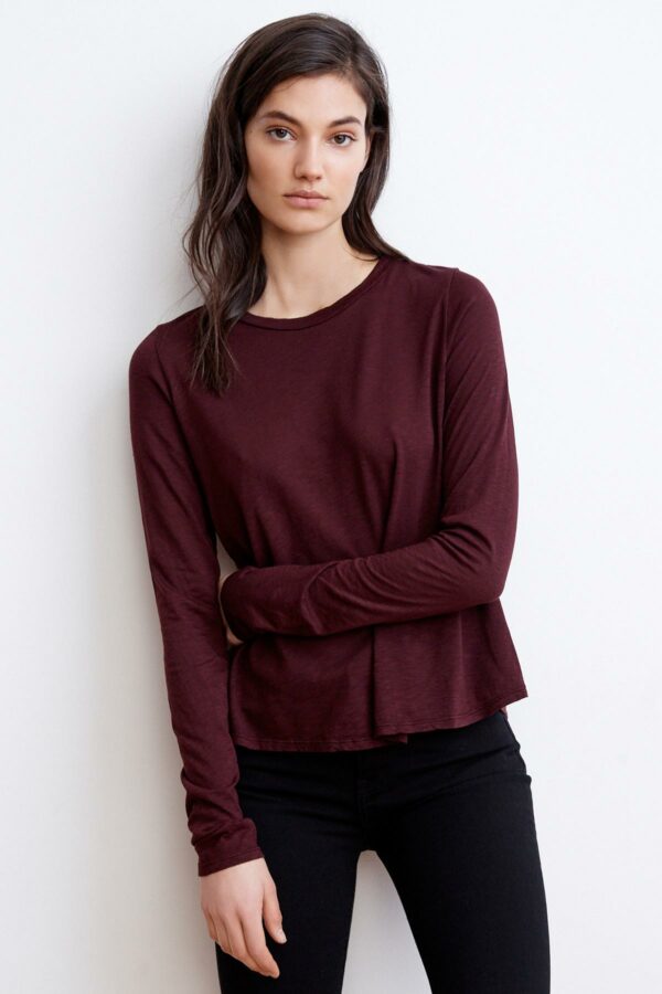 Velvet by Graham & Spencer | Talula Lux Slub Long Sleeve Swing Tee (M), Velvet by Graham & Spencer