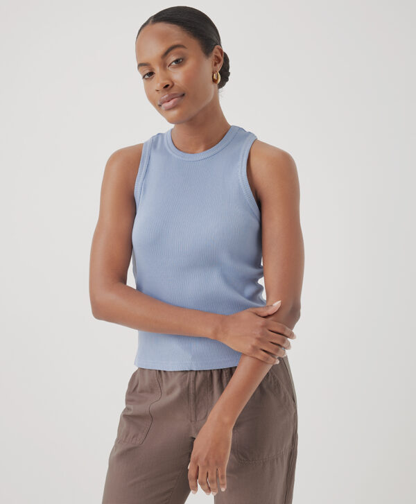 PACT Apparel | Women's Cornflower Blue Favorite Rib Racerba Tank