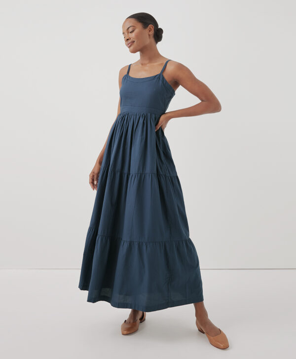 PACT Apparel | Women's French Navy Sunset Light Gauze Cami Dress